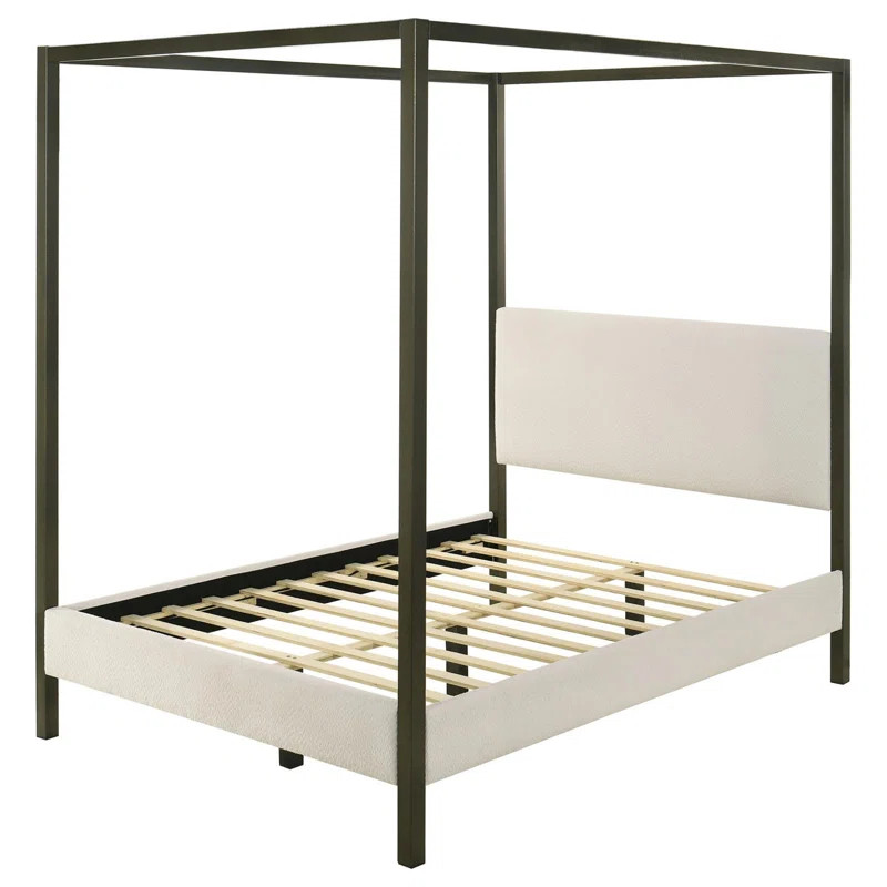 Sybill Vanilla Upholstered Canopy Bed | Wayfair North America