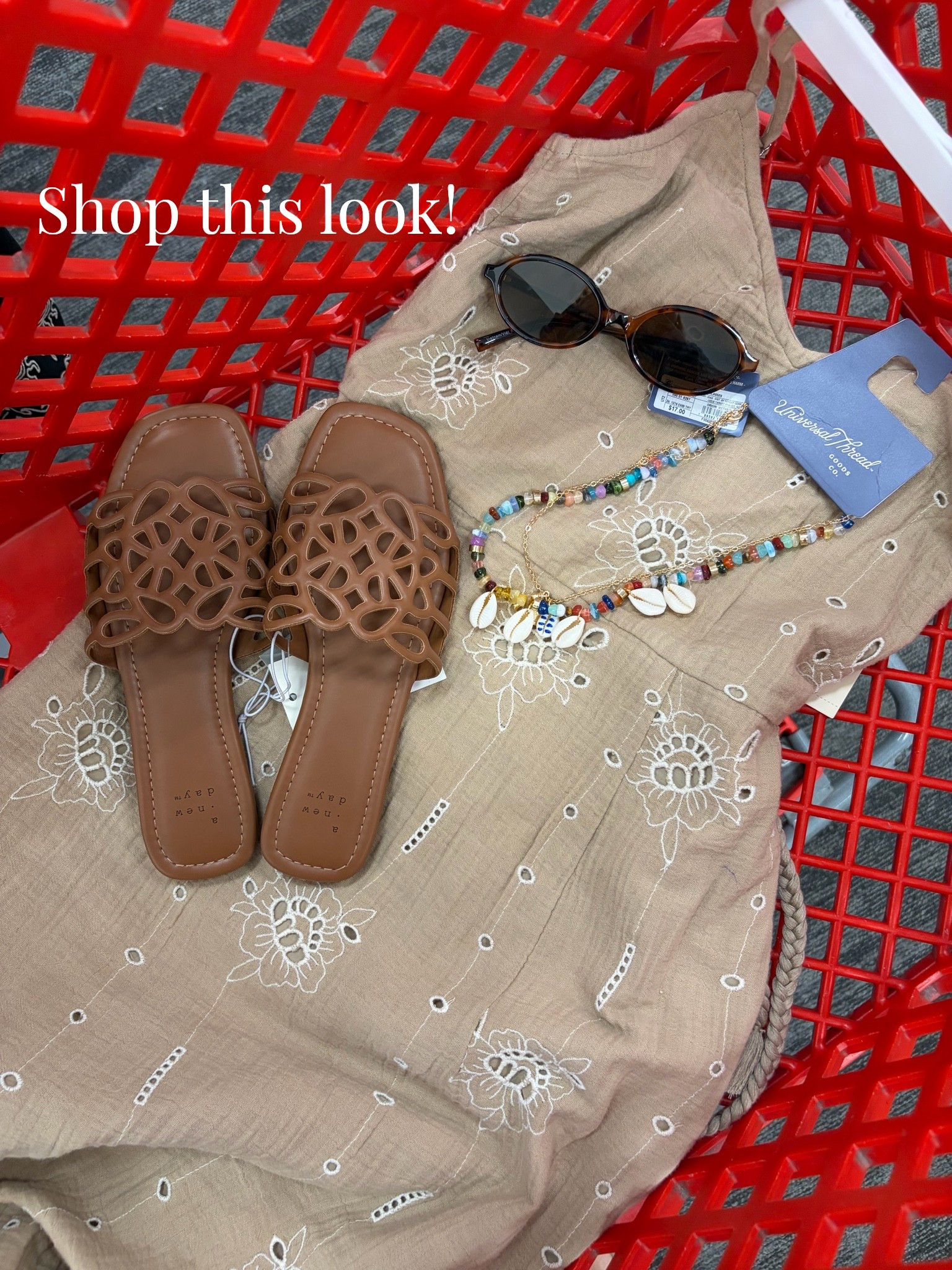This Target haul is giving effortless boho summer 🐚 The tan floral eyelet linen dress paired with cutout tan sandals, tortoise sunglasses, and a colorful beaded cowrie shell necklace — the perfect easy summer outfit all from Target. All linked!

#LTKdayinmylife #LTKgrwm #LTKootd