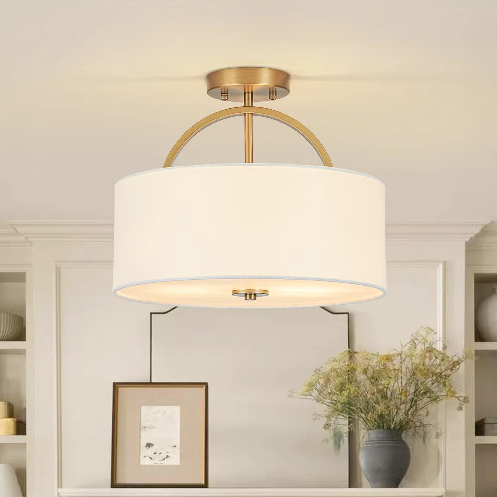 Ralston 2 - Light Linen Round Drum Semi Flush MountByMercer414.7Rated 4.7 out of 5 stars.27 Revie... | Wayfair North America