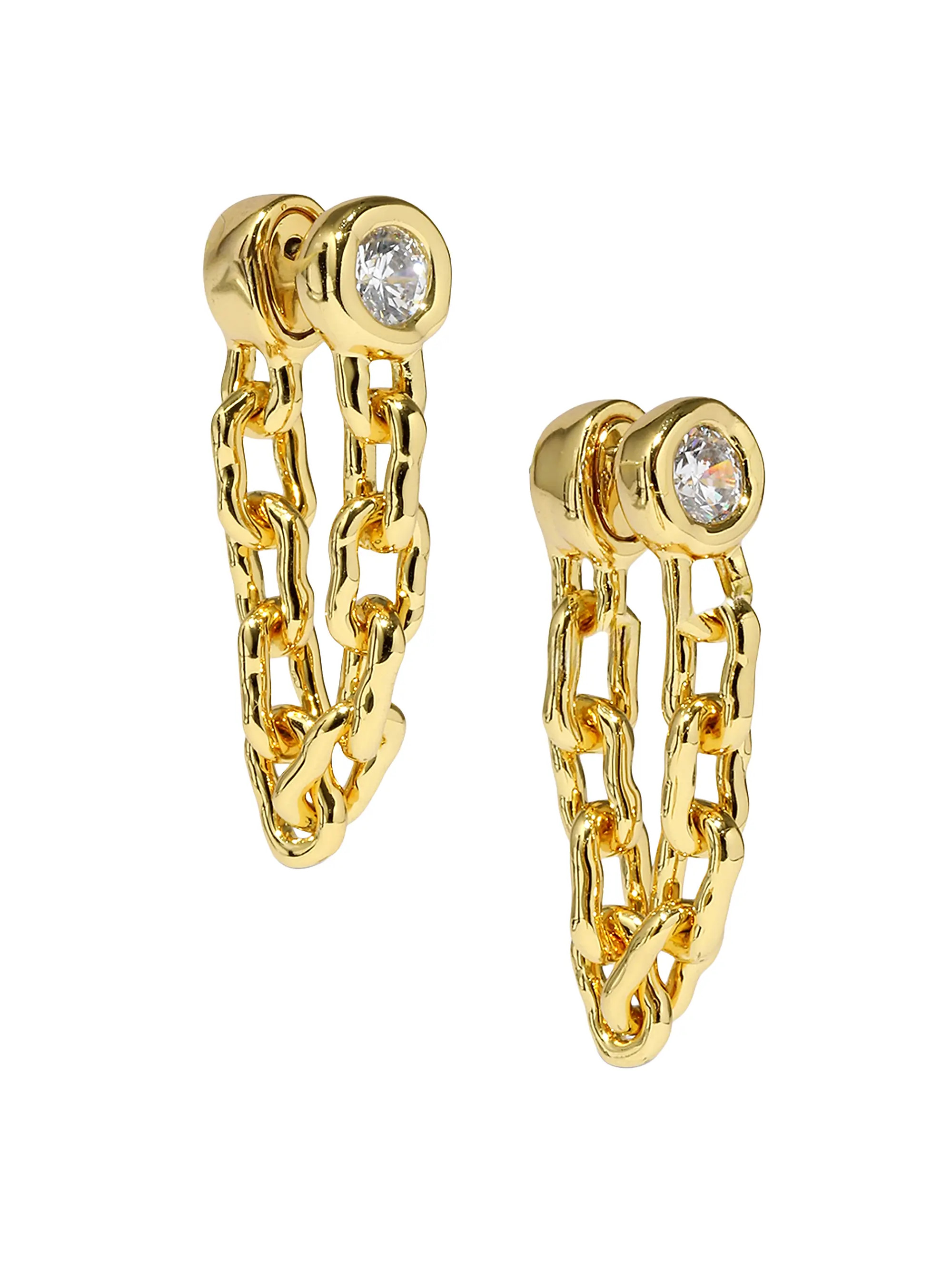 Alexis Bittar Asterales 14K-Gold-Plated &amp; Cubic Zirconia Chain Drop Earrings | Saks Fifth Ave... | Saks Fifth Avenue