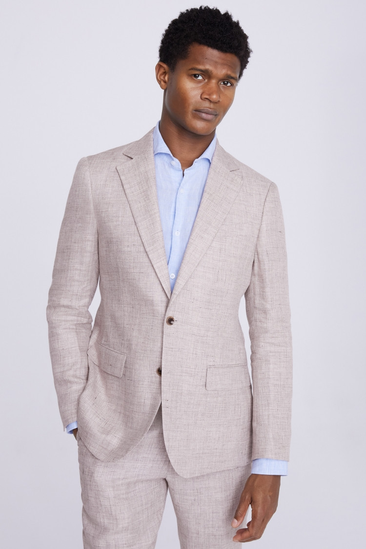 Regular Fit Oatmeal Linen Suit | Moss Bros Retail