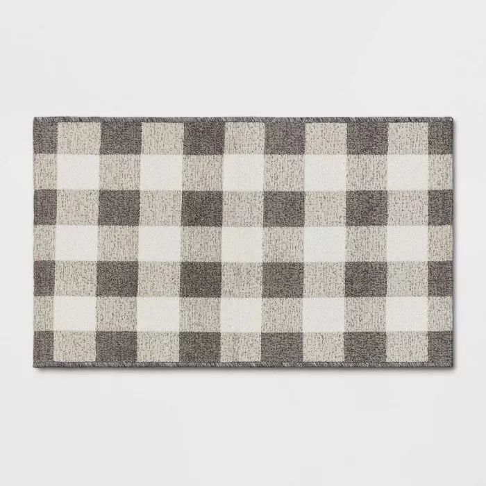 1'8"x2'10" Harvest Layering Buffalo Plaid Tapestry Doormat Gray - Threshold™ | Target
