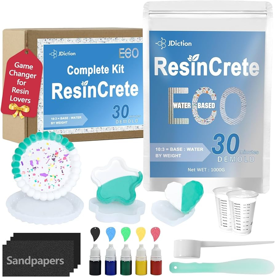 JDiction ResinCrete Kit, Complete Kit Easy for Beginners, 20-30Minutes Demold, Include Water-Base... | Amazon (US)