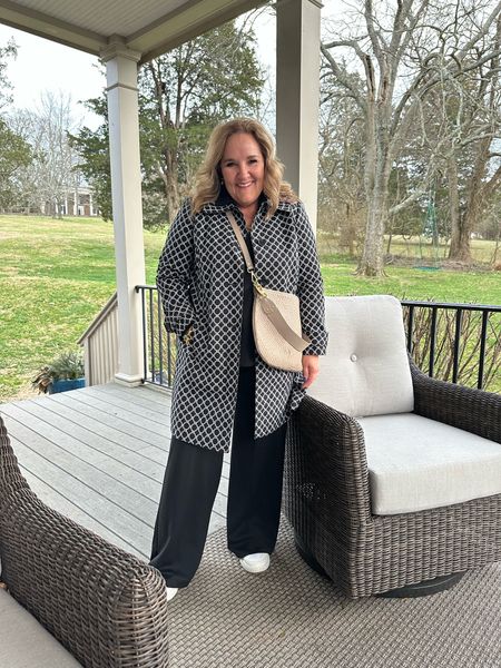 Relaxed casual outfit. 
Coat is a lightweight lined car coat. Size Large petite. 
Spanx air essentials. Polo. Size XL
Spanx code NANETTEXSPANX 
PONTE knit wide leg pant. Size large. I’d size up in this. They’re a bit snug in the large. 10% off code NANETTE10
Linking similar neutral purses. Mine is on waitlist. 


#LTKsalealert #LTKtravel #LTKover40