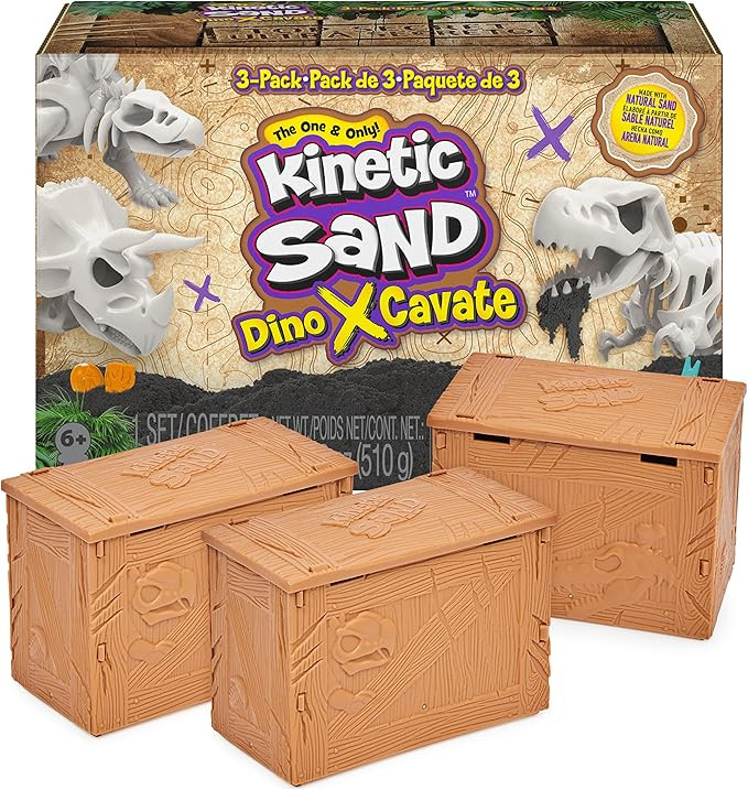 Kinetic Sand, Dino XCavate 3-Pack, Made with Natural Sand, Play Sand Sensory Toys for Kids Ages 6... | Amazon (US)