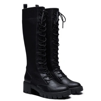 Women's 953 Lace Platform Knee High Boots with Comfort Chunky Heel | SHEIN