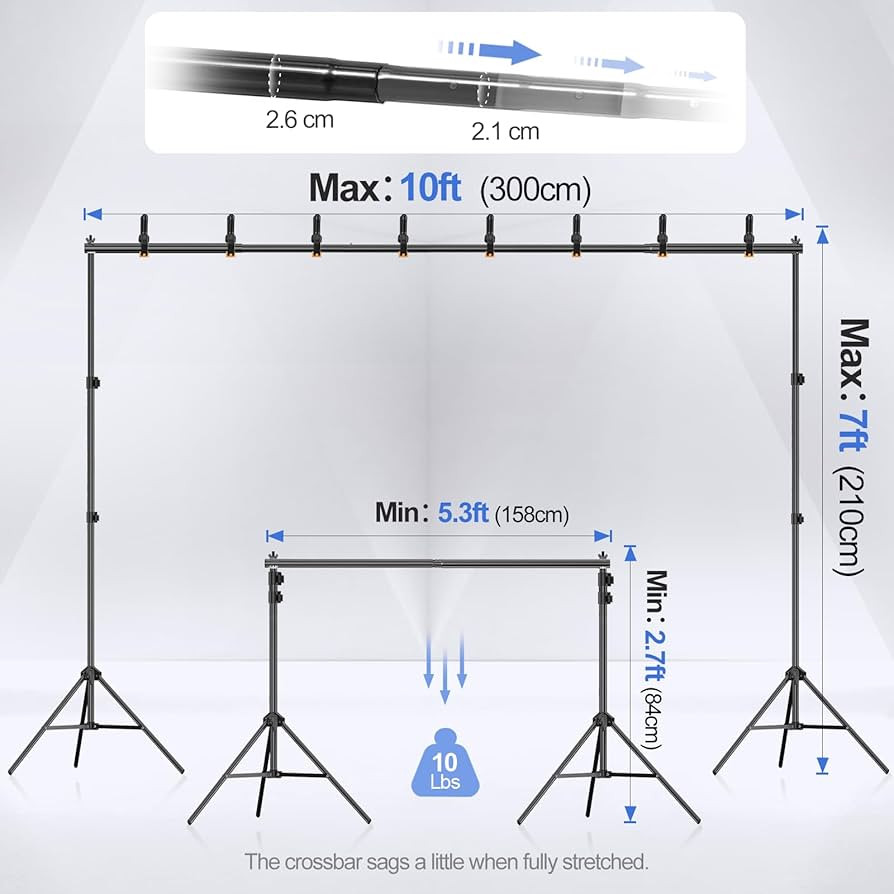 EMART Backdrop Stand 10x7ft(WxH) Photo Studio Adjustable Background Stand Support kit with 2 Cros... | Amazon (US)