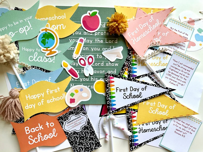 Back to School Printable Pack: Homeschool Banner, Scripture Cards (PDF) | Etsy (Global)