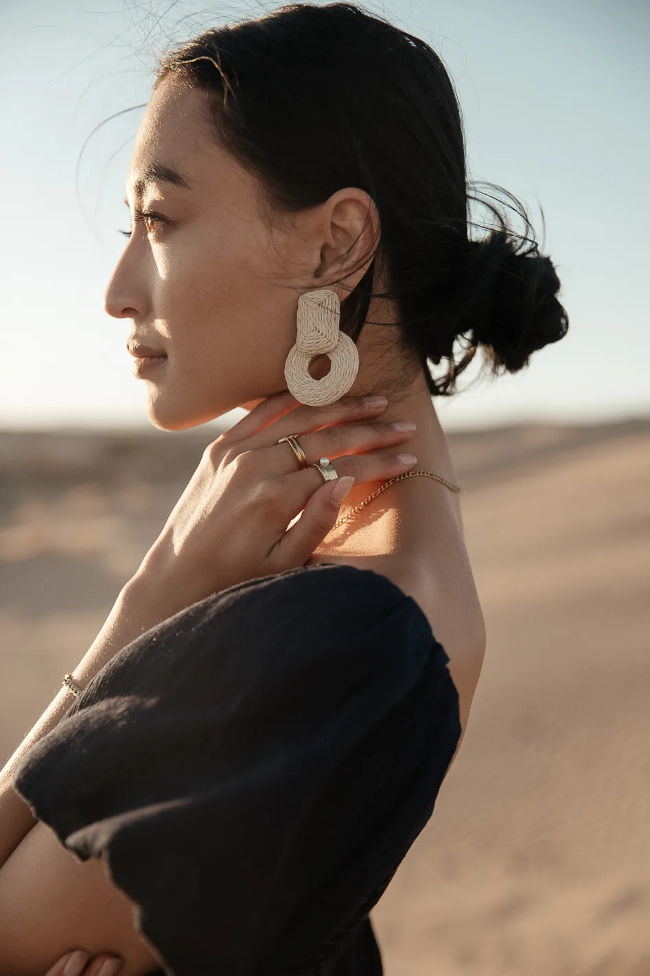 Juno Braided Straw Earrings in Ivory | Böhme US