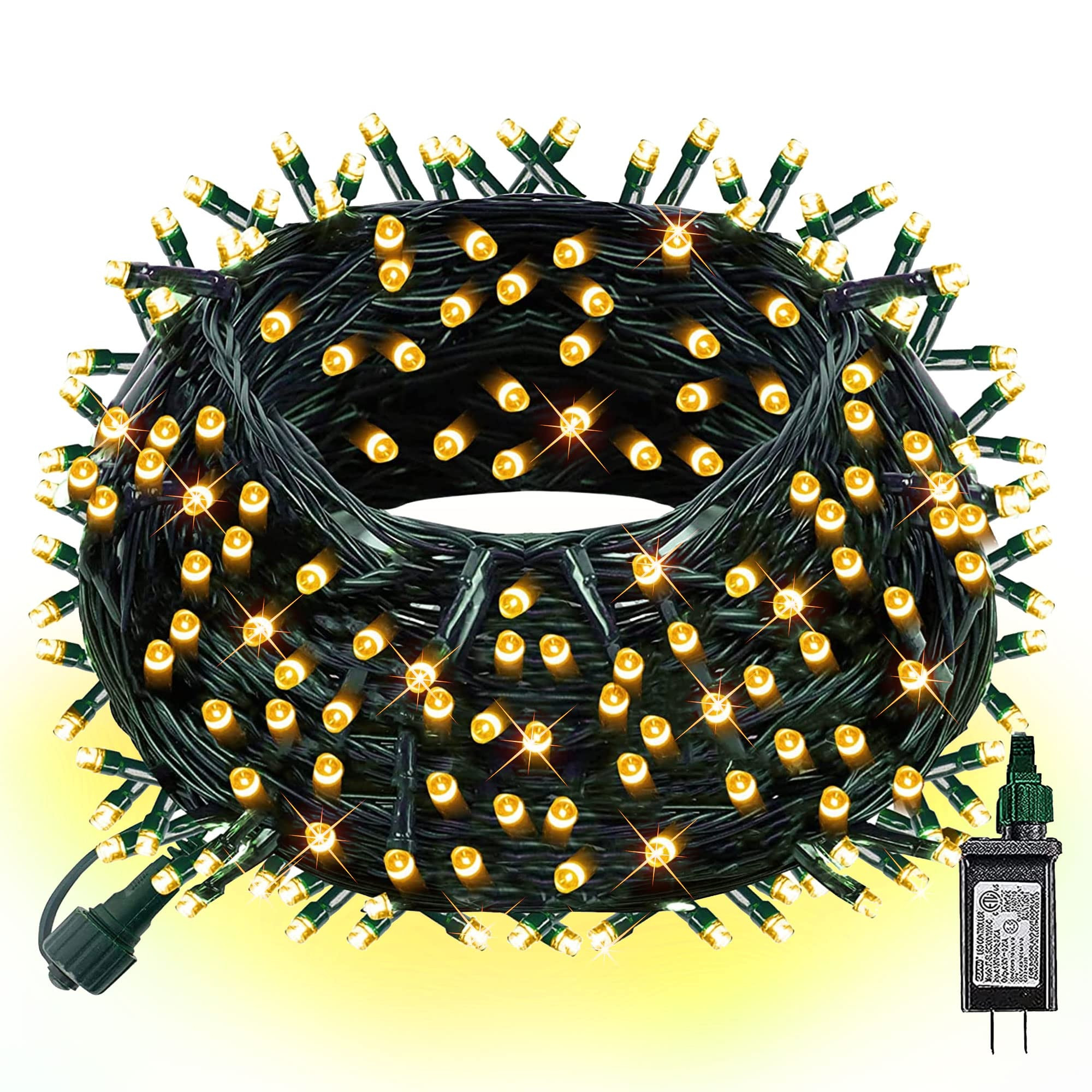 Dazzle Bright 300 LED Christmas String Lights, 100 FT Connectable Waterproof String Lights Green ... | Amazon (US)