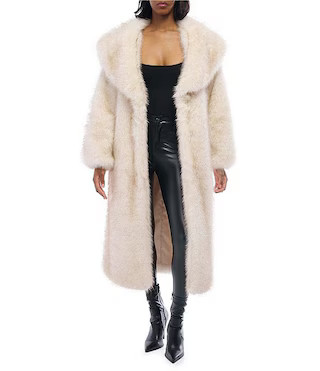 Toasted Marshmallow Faux Fur Collared Wrap Coat | Dillard's