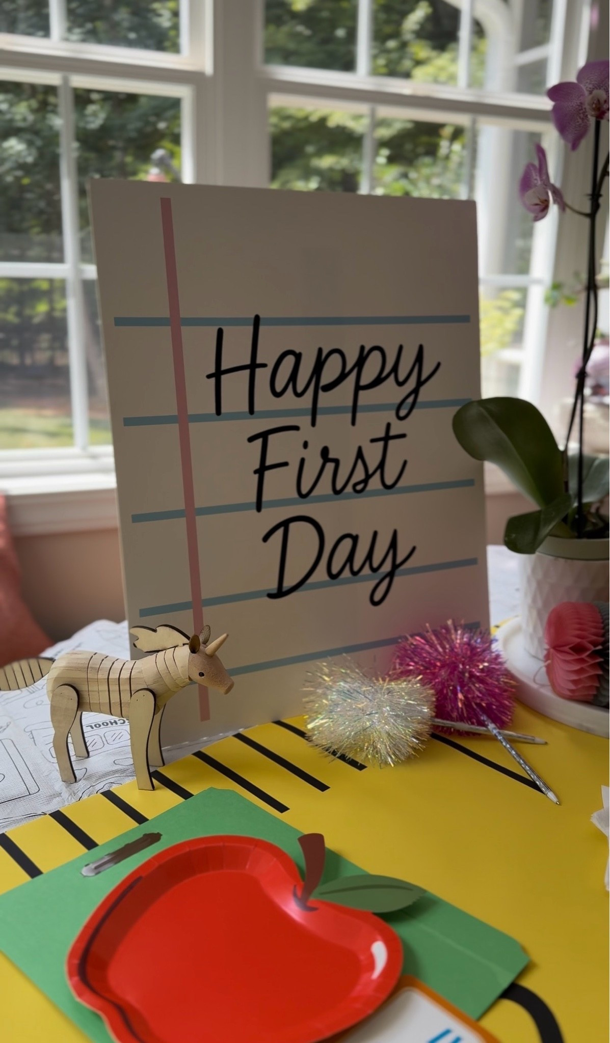 POV: your first born goes back to school. My daughter said to me “ I love it when you celebrate the little things and me” 🥰 
The yellow ruler banner on the table and the sign I had printed at Walgreens so I could reuse those every year.

#LTKdayinmylife #LTKKids #LTKSeasonal