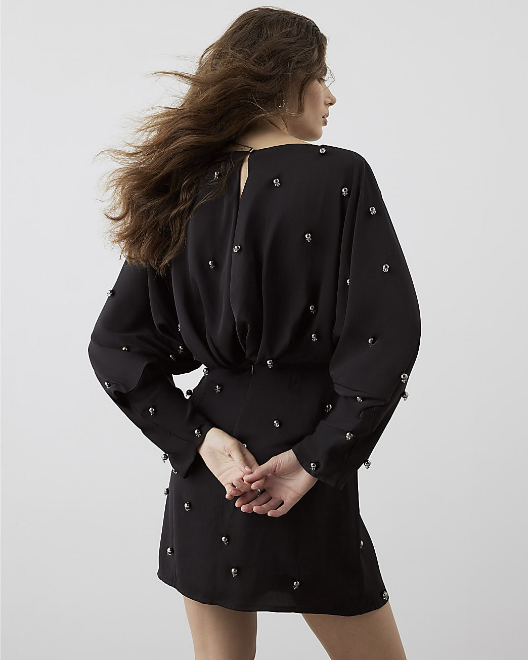 RI Studio Black Beaded Batwing Mini Dress | River Island UK & IE