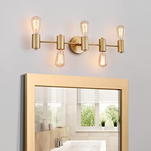 WUZUPS 5-Light Bathroom Light Fixture Morden Vanity Wall Scones Light for Bedroom Living Room, E26 B | Amazon (US)