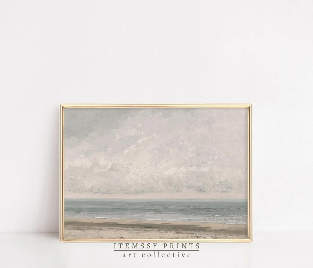 Vintage Seascape Painting | Coastal Wall Art Ocean | Muted Ocean Print | PRINTABLE Art Decor | Vi... | Etsy (US)