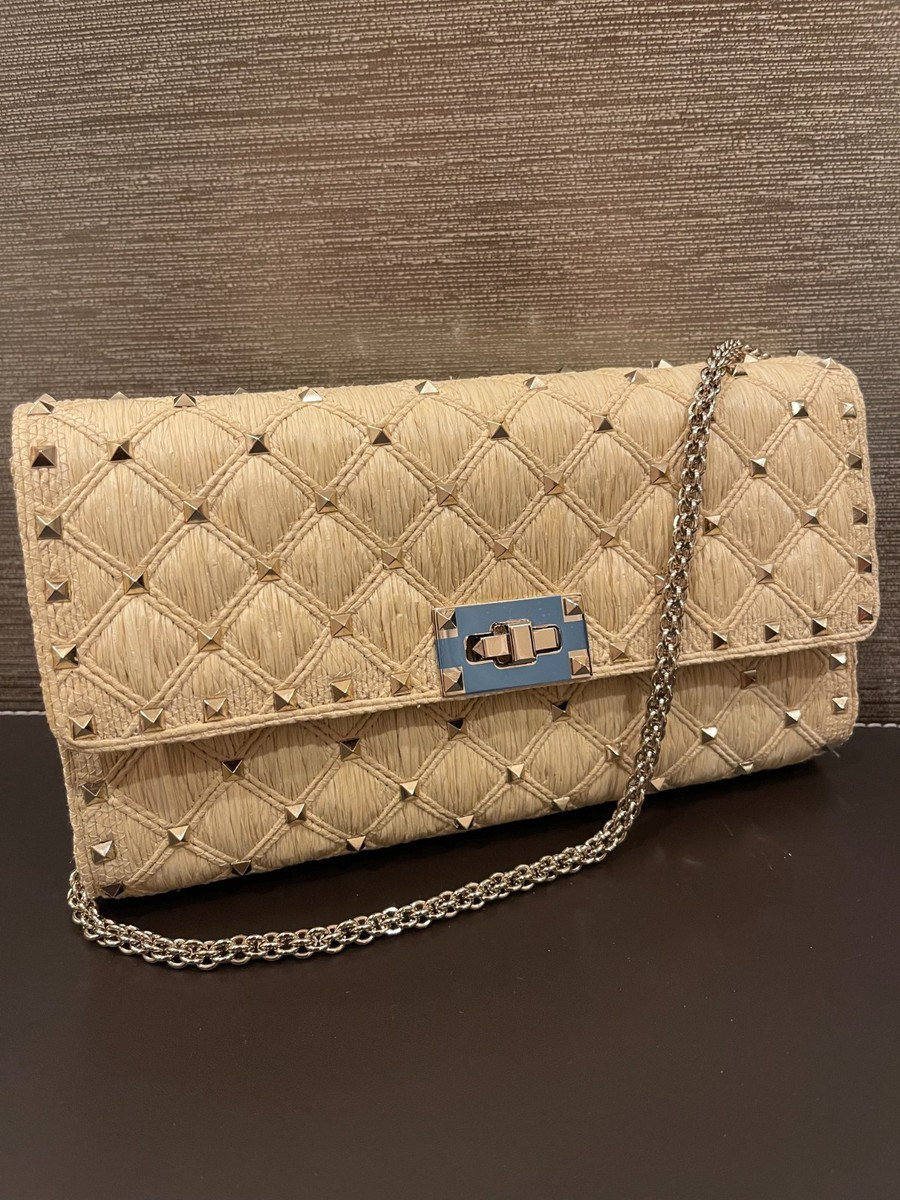 NEW Valentino Garavani Rockstud Quilted Raffia Shoulder Bag | eBay | eBay US