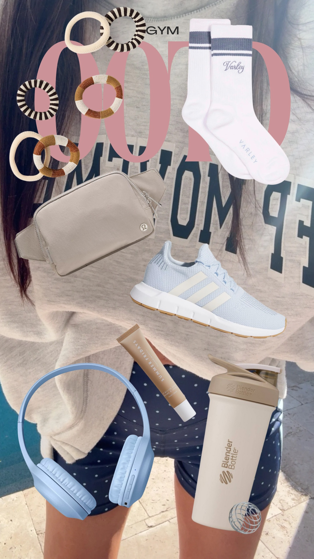 Activewear | set | polka dots | free people | pilates | gym | workout | fitness | sweatshirt | sneakers | baby blue | comfy | shorts

#LTKootd #LTKActive #LTKfitnessgoals