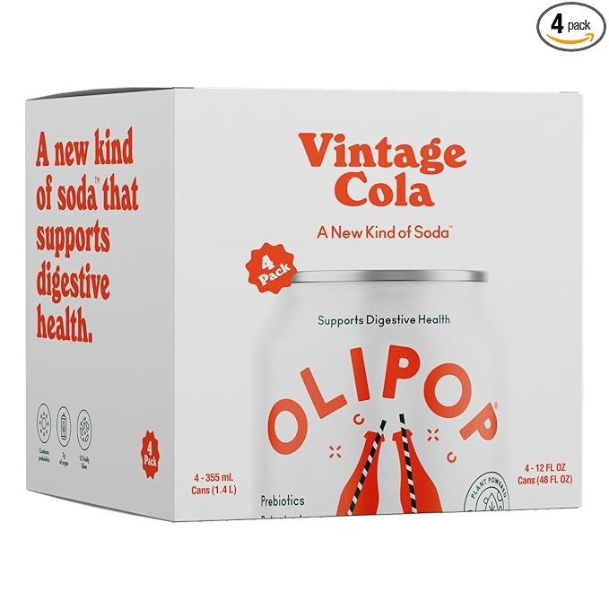 OLIPOP Vintage Cola Sparkling Tonic, 12 Fl Oz Cans, 4 Pack | Amazon (US)
