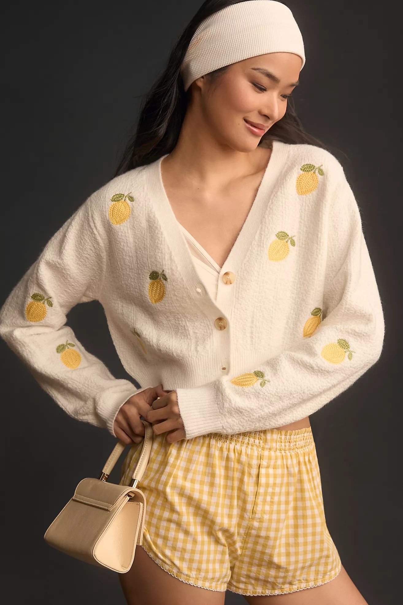 Sadie & Sage Lemon Cropped Cardigan Sweater | Anthropologie (US)