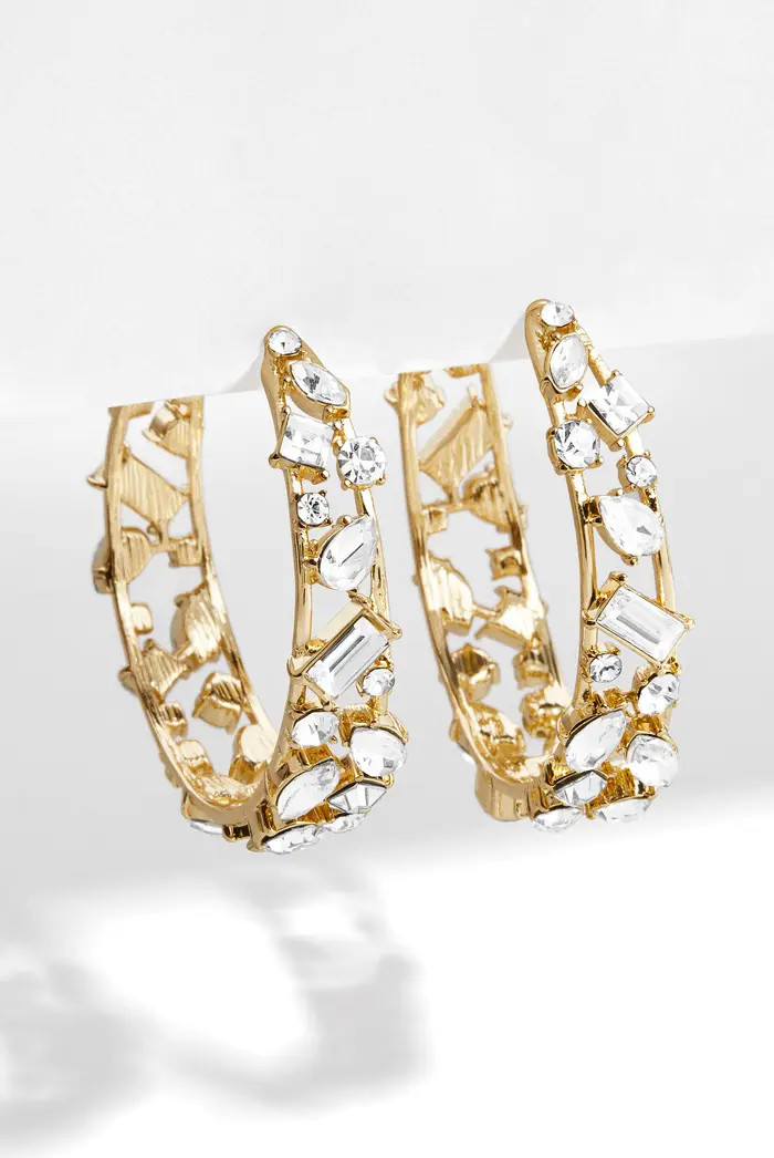 BaubleBar Marisol Mixed Baguette Hoop Earrings | Nordstrom | Nordstrom