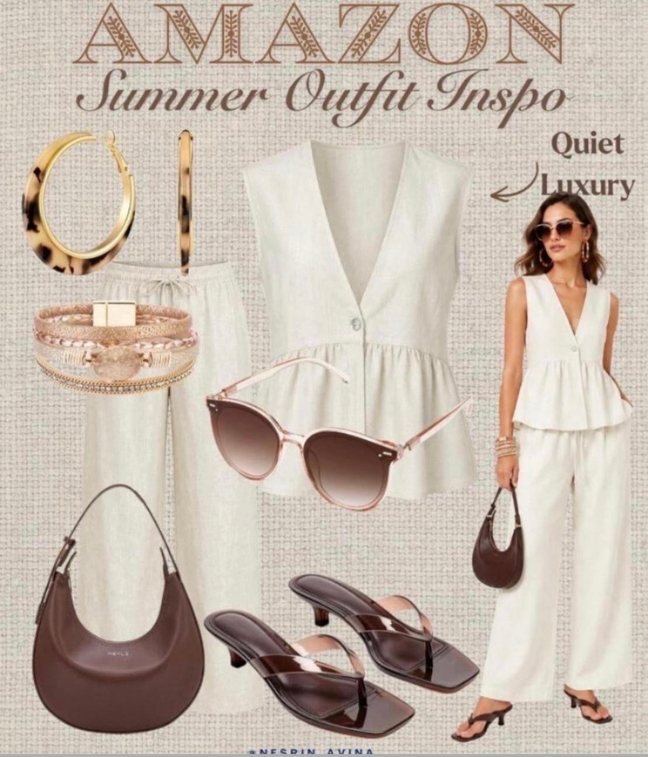 amazon outfit
neutral summer outfit 
resort wear
brown bag
brown sandals
brown sunglasses
jewelry 
complete outfit 
ootd 
summer vacation 
vacation outfits over 49

#LTKSaleAlert #LTKOver40 #LTKootd