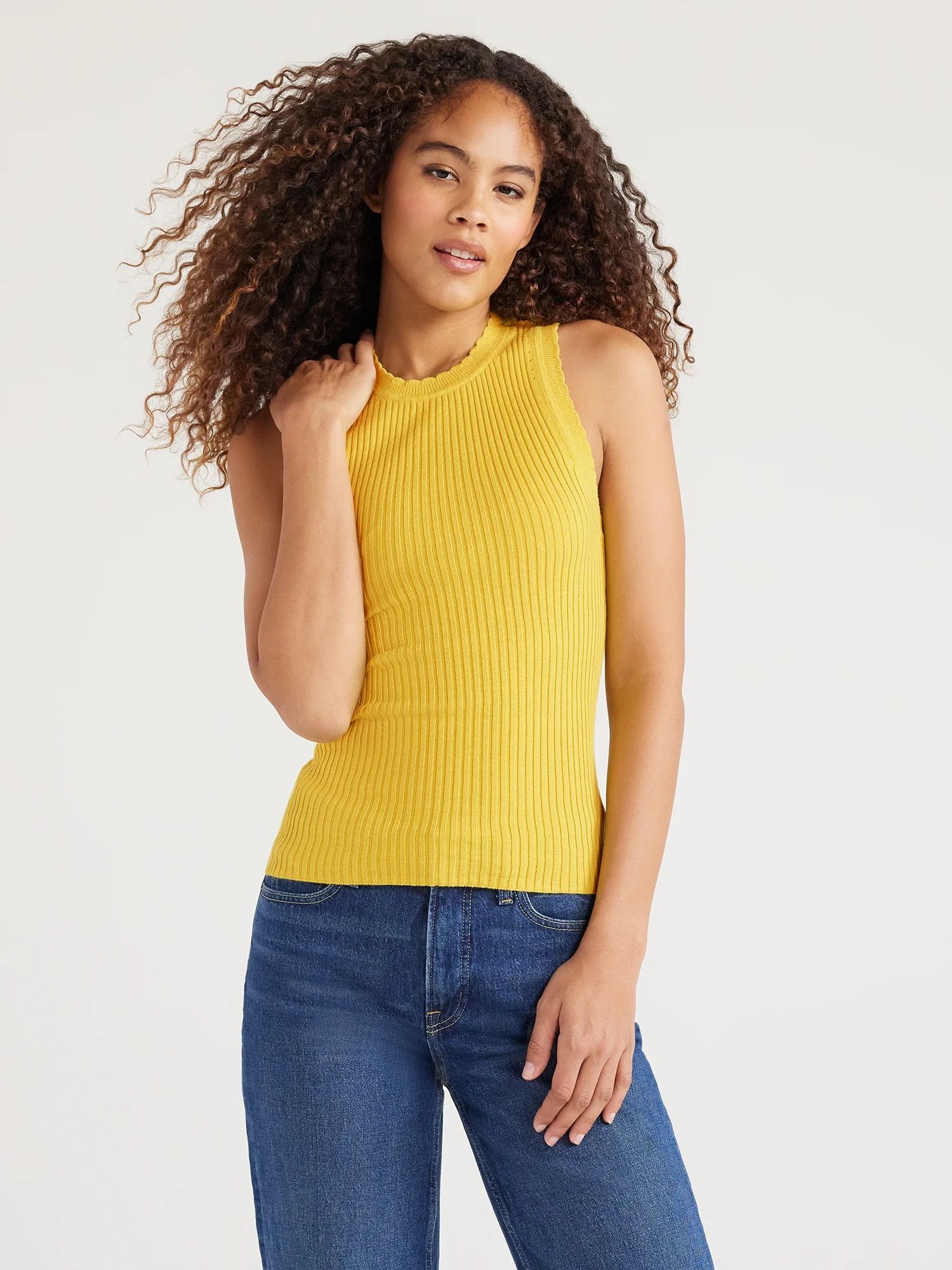 Free Assembly Women’s Scallop Trim Sleeveless Sweater, Sizes XS-XXL | Walmart (US)