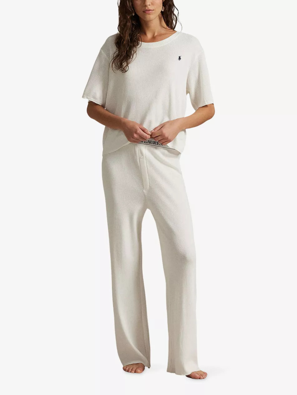 Logo-Embroidered Waffle-Knit Cotton-Blend Pyjama Set | Selfridges