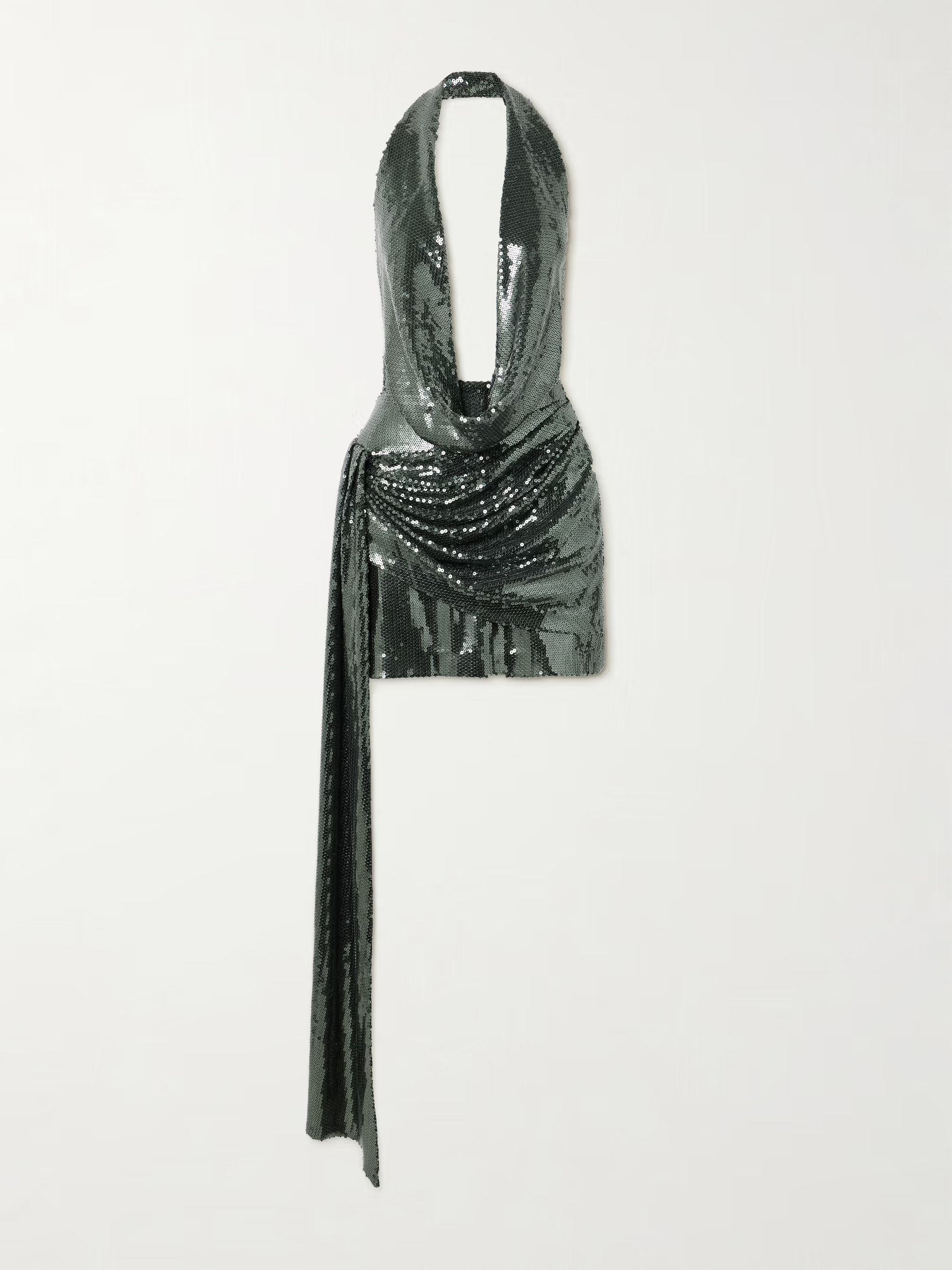Draped sequined mesh halterneck mini dress | NET-A-PORTER APAC