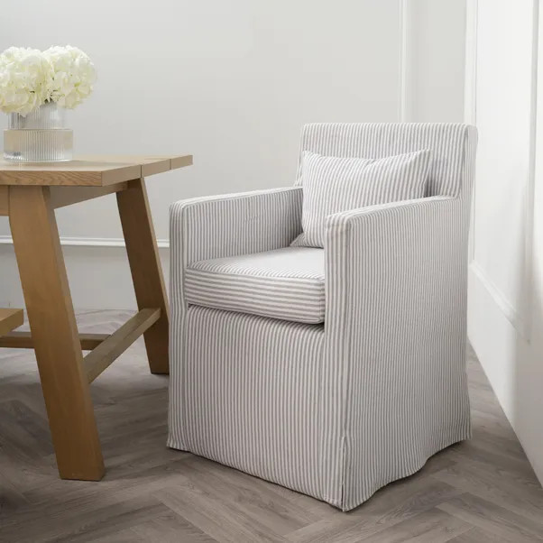 Hettie Dining Chair, Grey Stripe Fabric | Dunelm (migrated)