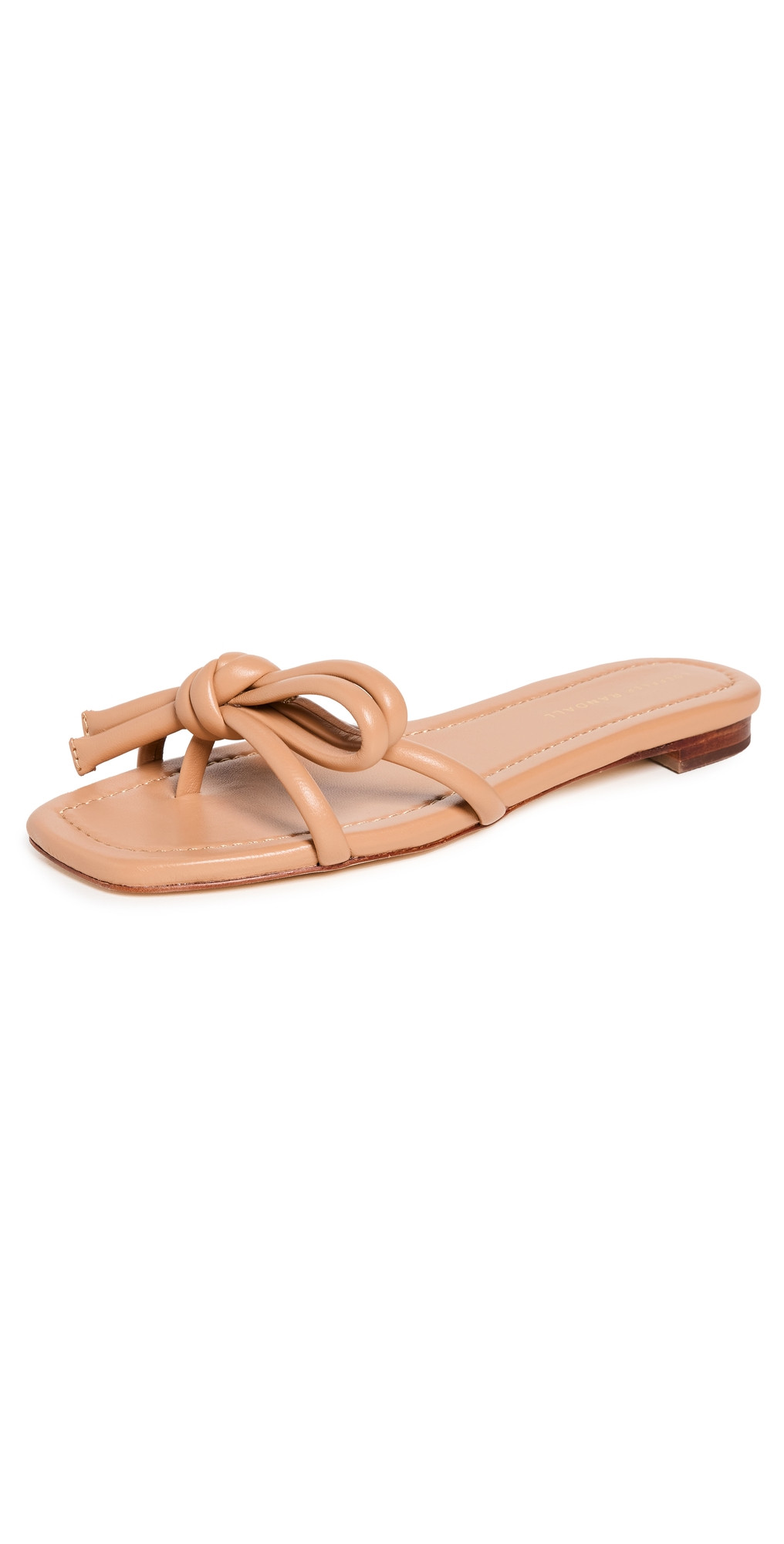 Loeffler Randall Hadley Leather Bow Flat Sandals Dune 8 | Shopbop