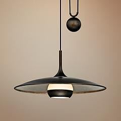Alchemy 24" Wide Bronze and Silver Leaf LED Pendant Light | Lamps Plus