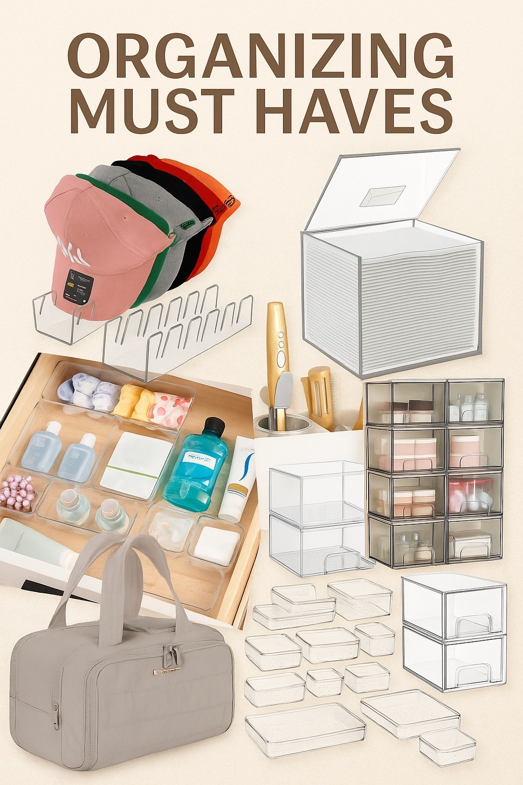 Amazon organizing must haves and favorites. 

Hat organizer 
Clean skin club acrylic container 
Drawer organizers 
Toiletry bag
Bathroom organization 

Great for organizing dorm too!

#LTKFindsUnder50 #LTKU #LTKHome