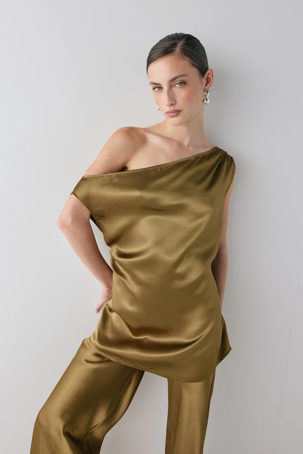 Camille Satin Tunic Top Copper | VRG Grl
