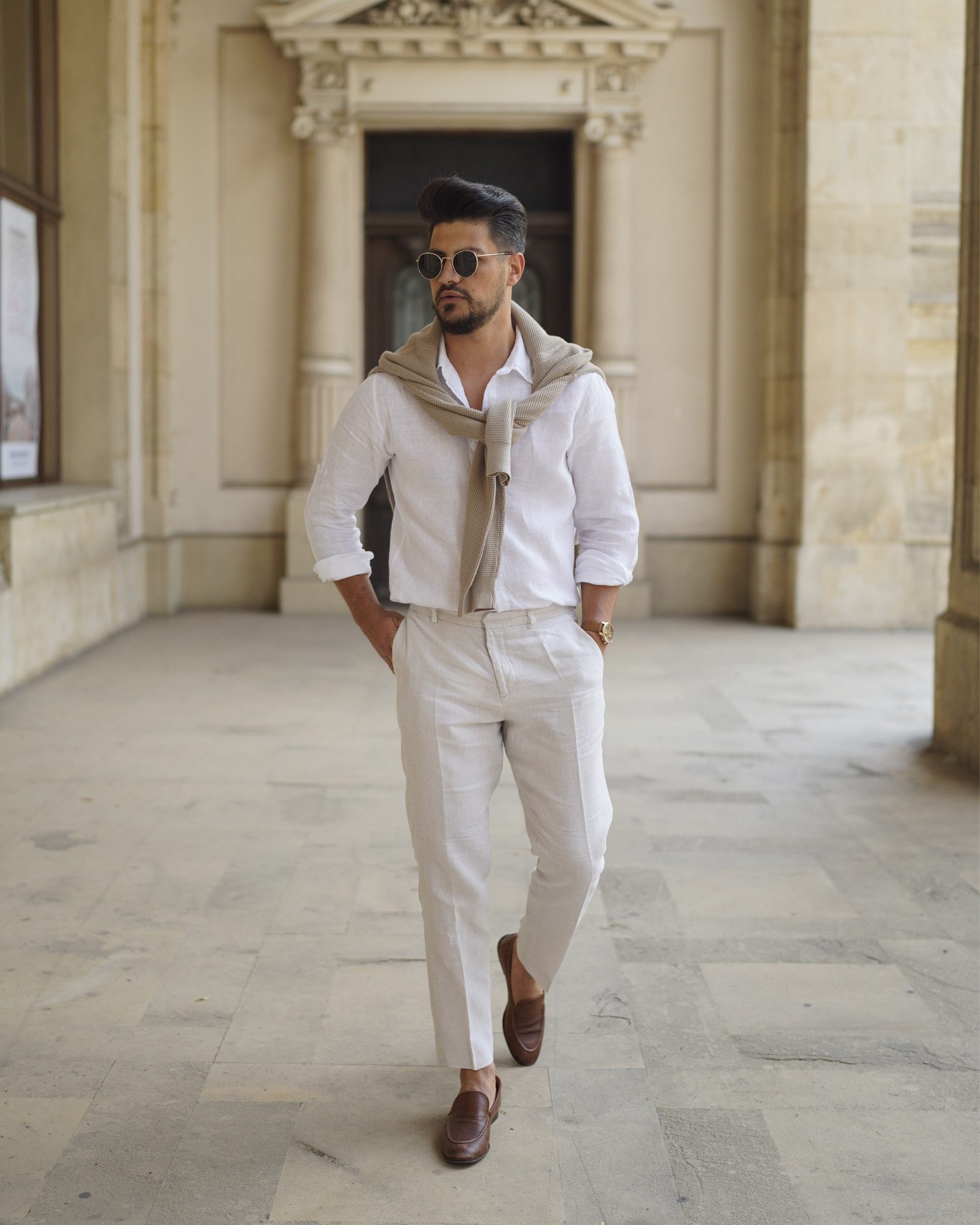 Embrace the effortless elegance of the old money look with this chic ensemble from H&M. 

Featuring linen pants, a breezy linen shirt, a draped sweater, and classic brown loafers, this outfit is timeless and refined. Perfect for a casual day out or a sophisticated brunch. Shop the pieces below!

#LTKStyleTip #LTKSeasonal #LTKMens