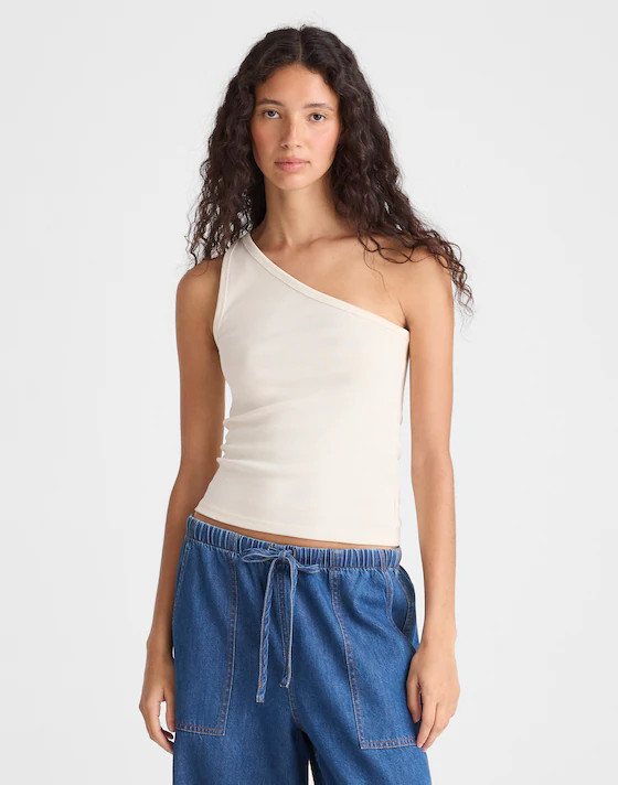 The '90s One-Shoulder Tank in Compact Cotton | Madewell
