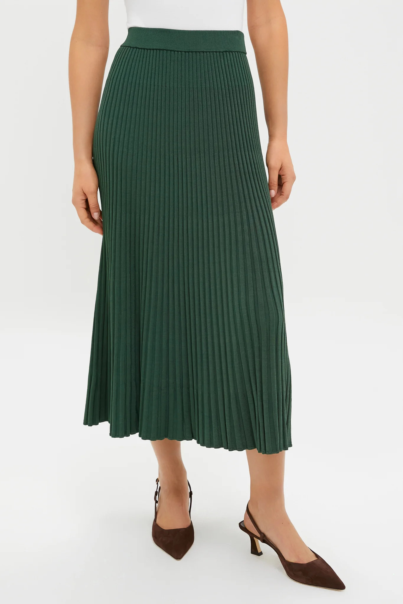 Dark Green Pleated Midi Skirt | Tuckernuck (US)