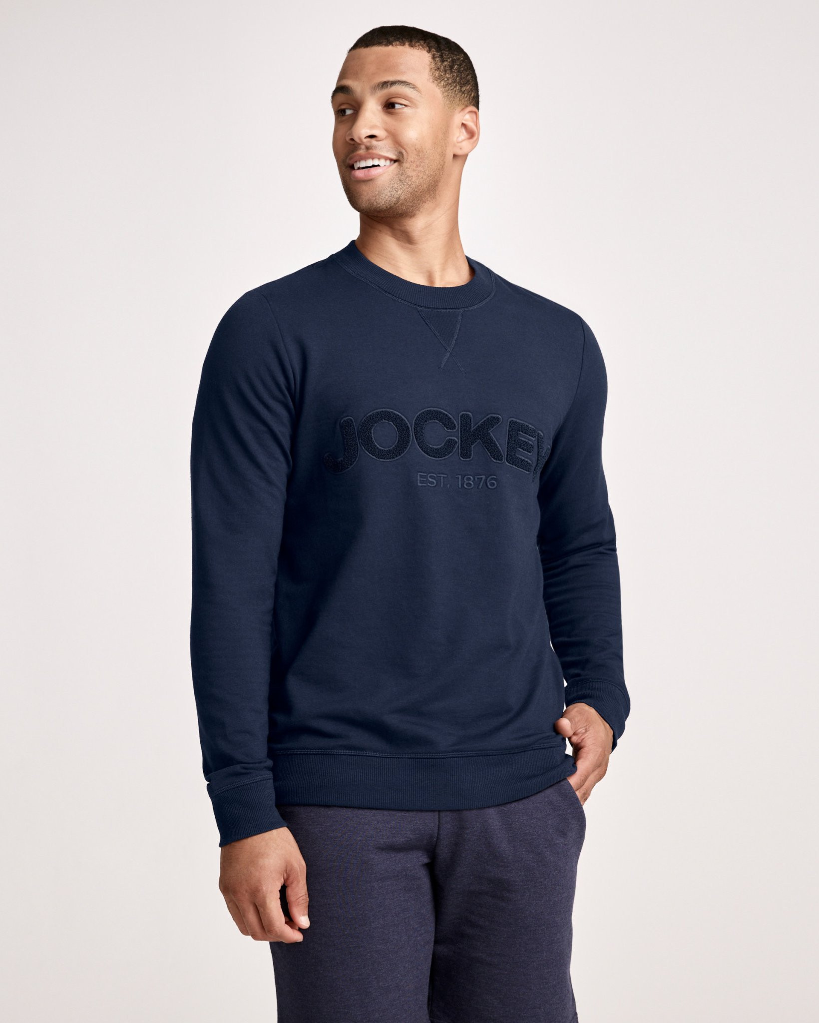 Lightweight Cotton Blend Fleece Crew Sweatshirt | Jockey