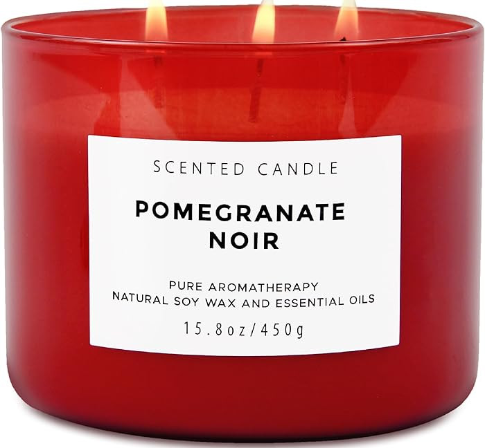 Large 3 Wick Scented Candle 15.8oz | Pomegranate Noir Sweet Fruity Vanilla Candle | Ruby Red Jar ... | Amazon (US)