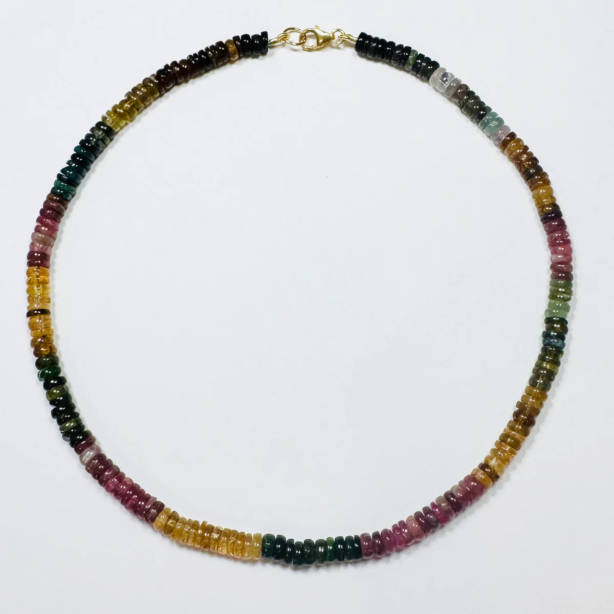 smooth shaded tourmaline heishi necklace | Theodosia Jewelry