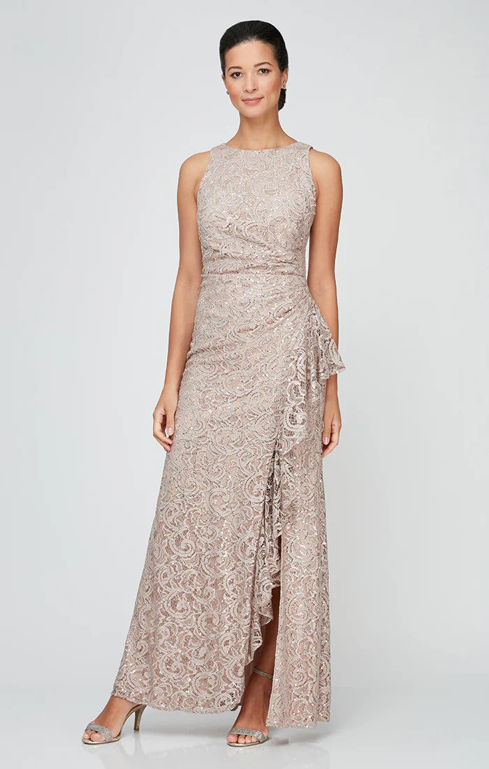 Petite Elaine Sleeveless Lace Gown | Alex Evenings