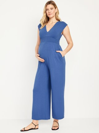 Maternity V-Neck Wide-Leg Jumpsuit | Old Navy (US)