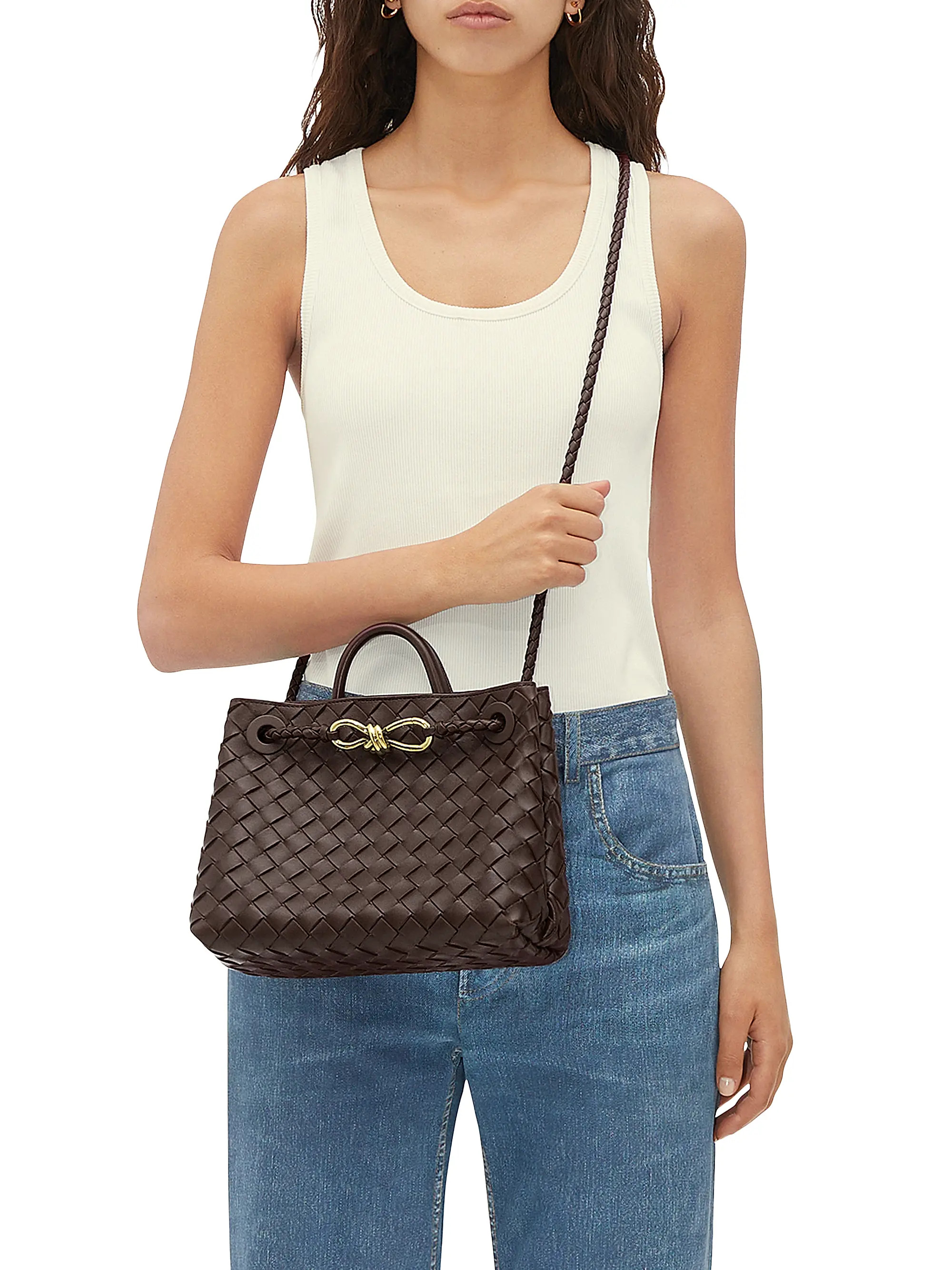 Small Andiamo Intrecciato Leather Top-Handle Bag | Saks Fifth Avenue