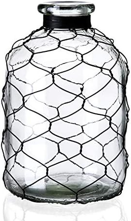 Amazon.com: Diamond Star Decorative Glass Bottle Vase Chicken Wire Wrap Flower Vase for Home Deco... | Amazon (US)