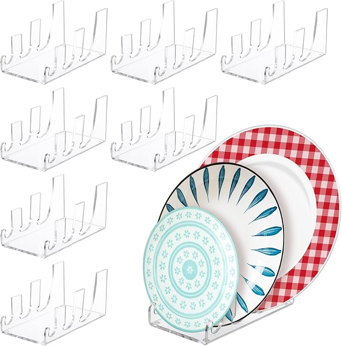 Wenqik 8 Pcs 3 Tier Plate Dinnerware Display Stand Acrylic Plate Stands for Clear China Platters ... | Amazon (US)