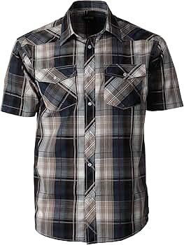 Gioberti Men's Short Sleeve Plaid Western Shirt W/Pearl Snap-on Buttons | Amazon (US)
