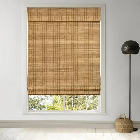 LazBlinds Cordless Bamboo Roman Shades, Privacy Blinds for Interior Windows, Room Darkening Roll Up Bamboo Blinds for Home & Patio, 32.5" W x 64" H, Highfield Teak | Walmart (US)