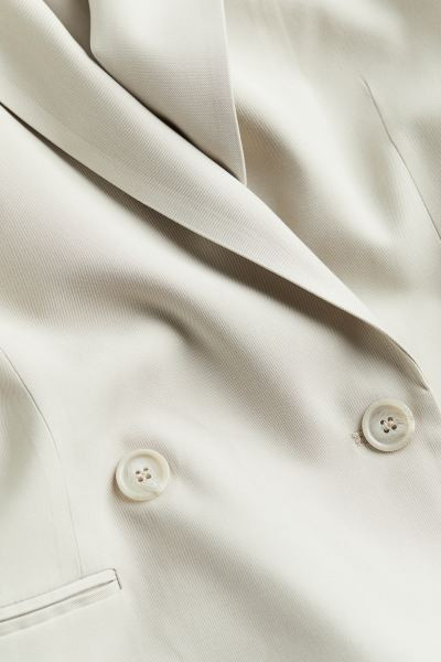 Double-breasted blazer - Long sleeve - Regular length - Light grey - Ladies | H&M GB | H&M (UK, MY, IN, SG, PH, TW, HK)