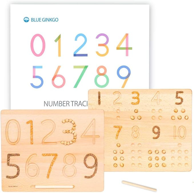 BLUE GINKGO Number Tracing Board - Reversible Wooden Number and Counting Aid Board - Great Gift f... | Amazon (US)