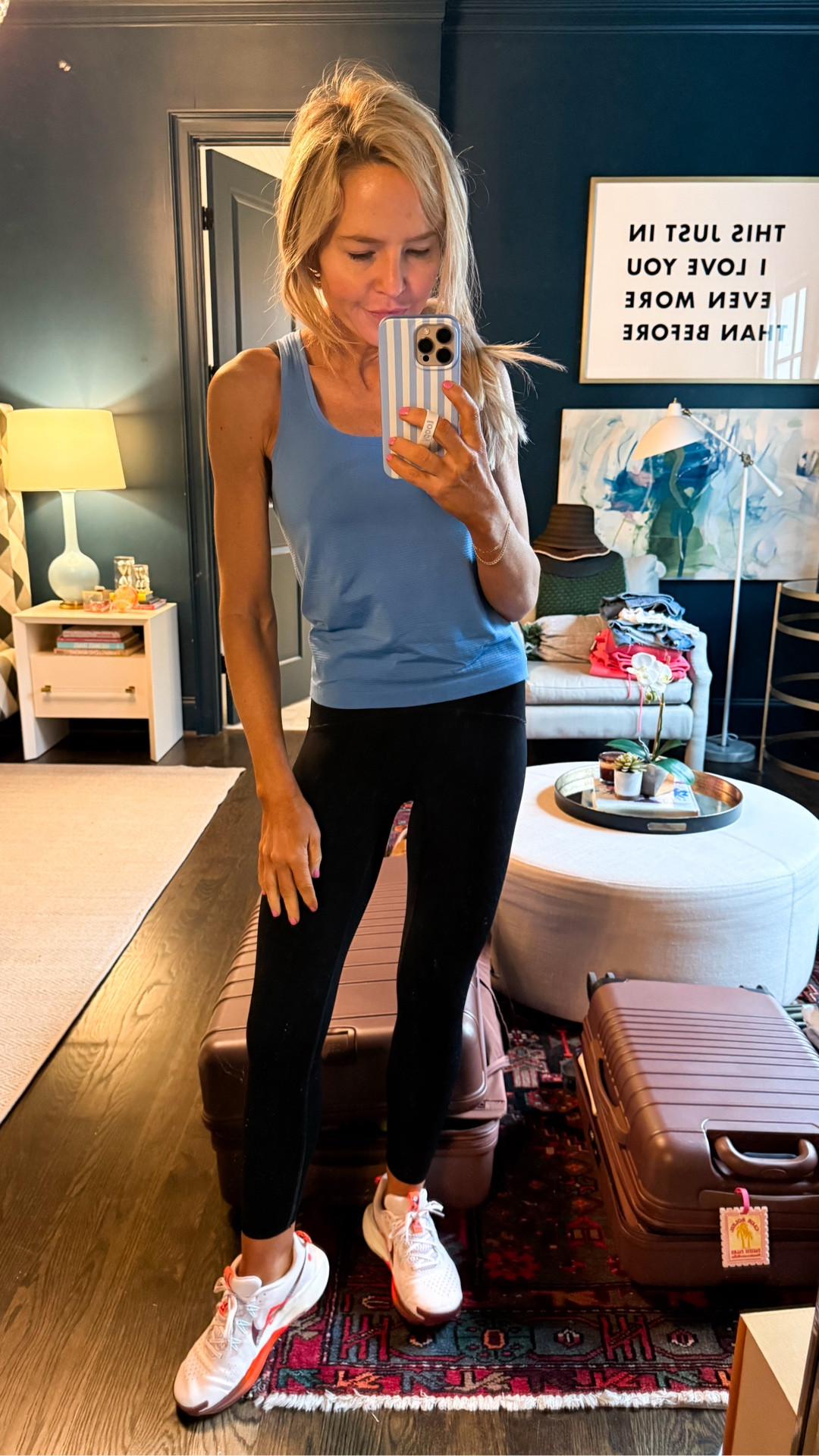 monday workout fit check! wearing size 4 in tank, XS in bra and XS in leggings • 

#LTKgrwm #LTKActive #LTKfitnessgoals