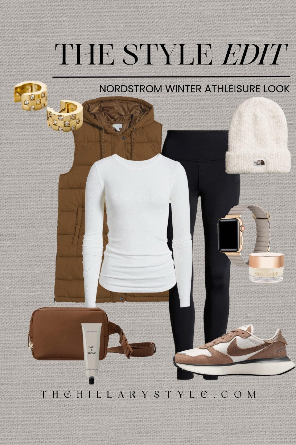 The Style Edit: Nordstrom Winter Athleisure Look
Long puffer vest, brown vest, fleece lined leggings, white long sleeve shirt, sneakers, running shoes, belt bag, beanie, Apple Watch band, gold huggie hoops, body lotion, lip mask. Nordstrom, Zella, Nike, Beis, Salt & Stone, The North Face, Sara Happ, Splendid, The Posh Tech, Ana Luisa. Athleisure outfit, winter outfit, casual outfit, workout outfit.

#LTKActive #LTKSeasonal #LTKStyleTip